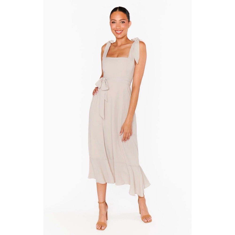 New‎ Mumu Sz Small Claire Midi Dress Silver Satin Bridesmaid Prom Wedding Party